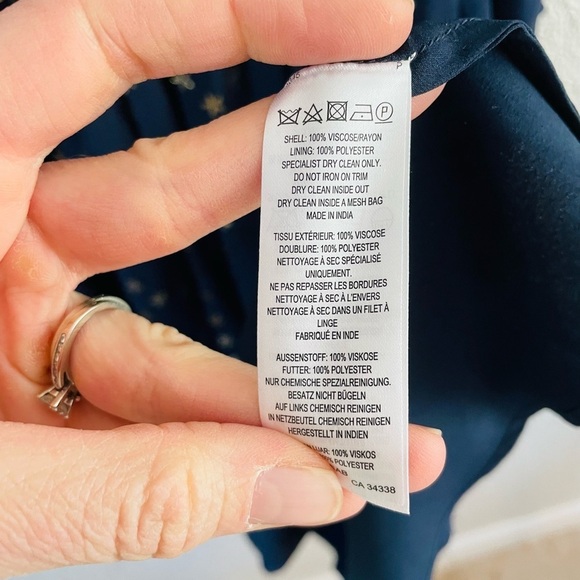 French Connection Navy Star Sequin Long Sleeve Sheer Dress - Picture 8 of 16